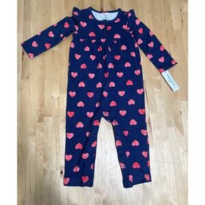 New Carters Baby Girl 18 Months Cotton Hearts Romper Jumpsuit Cute Red Blue